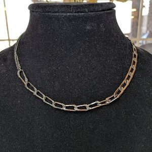 Vera Wang Gunmetal Marcasite Curb Link Chain